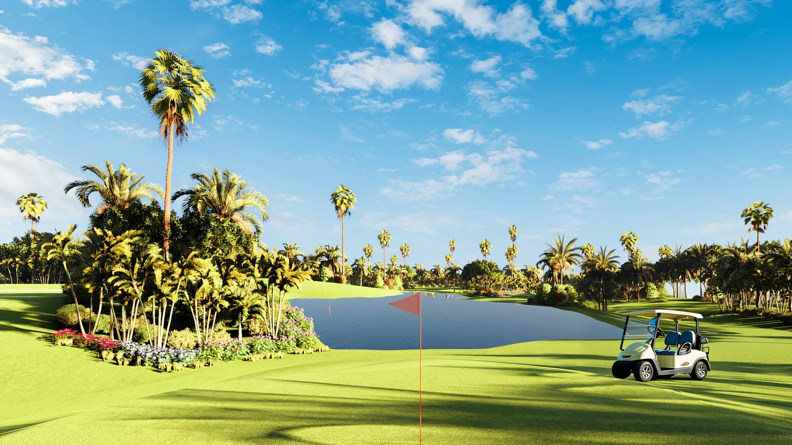 Campo de golf 9 hoyos Larimar City — render 3