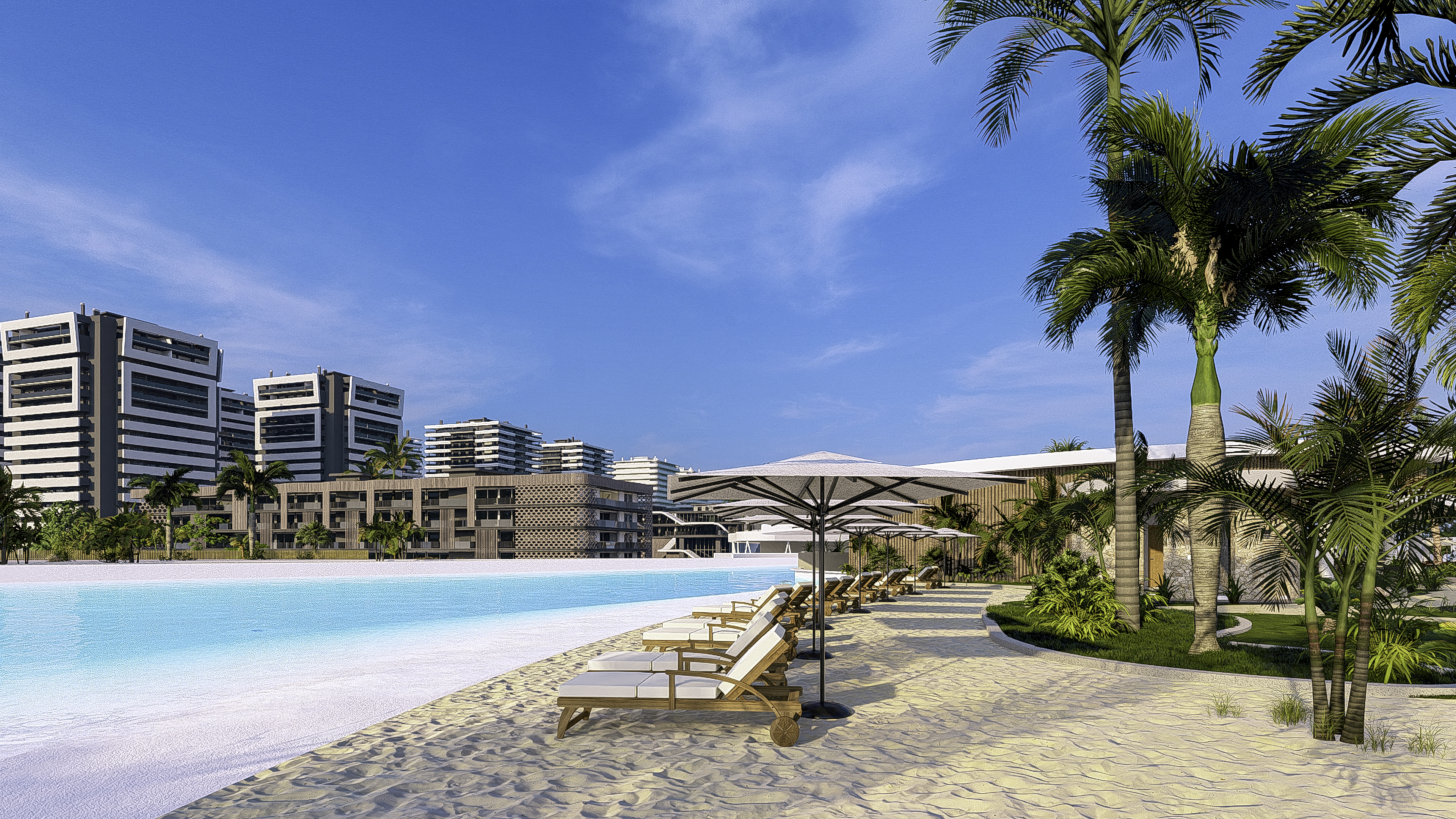 Malecón comercial de la Fase I de Larimar City — render oficial