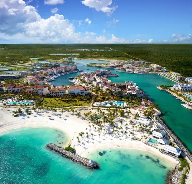 Aerial view of the Cap Cana marina and developments