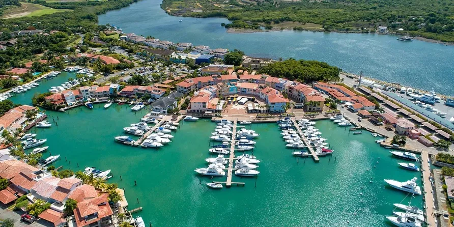 Aerial view of the Casa de Campo marina in La Romana