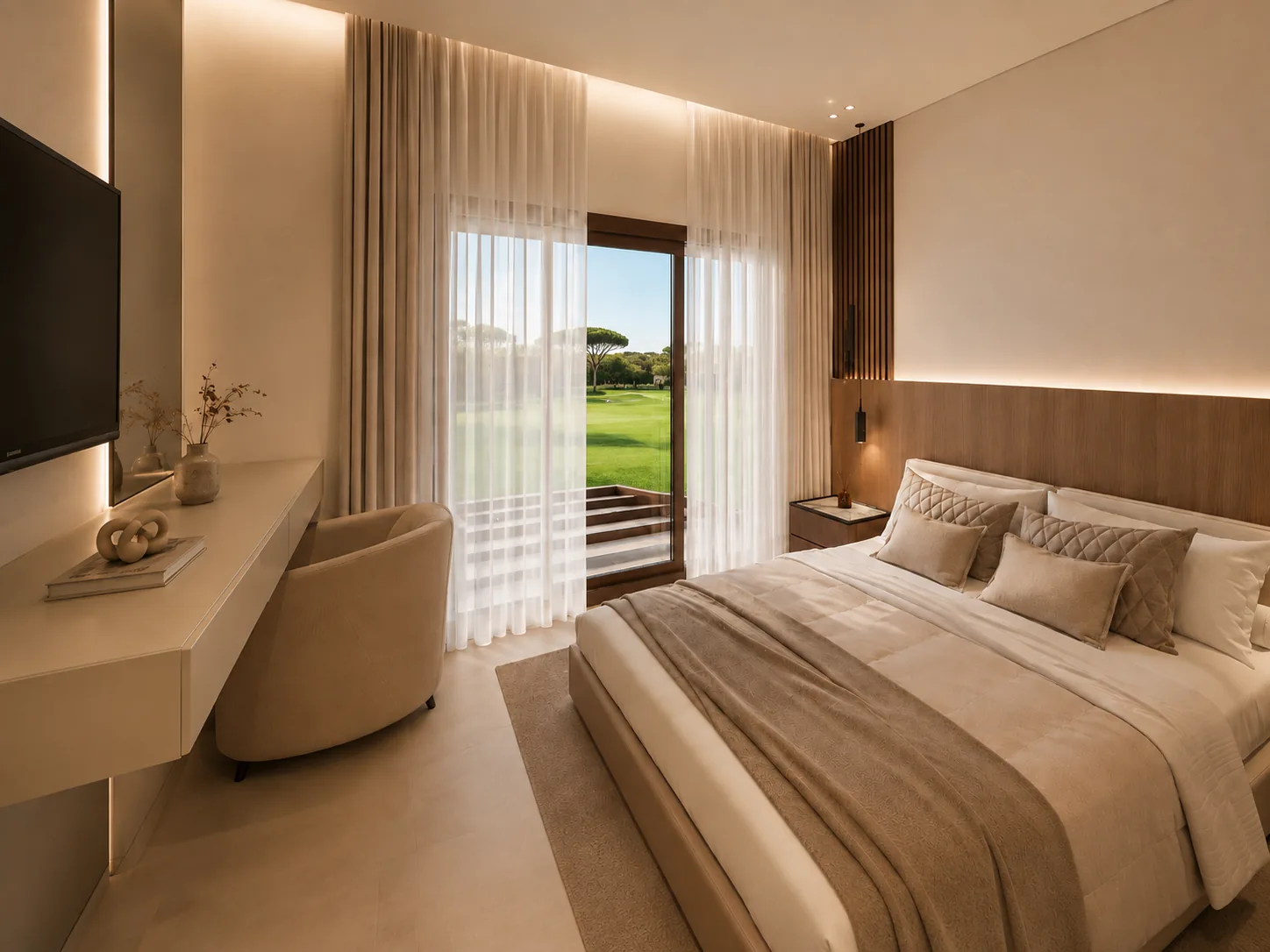 Dormitorio principal con vistas al campo de golf